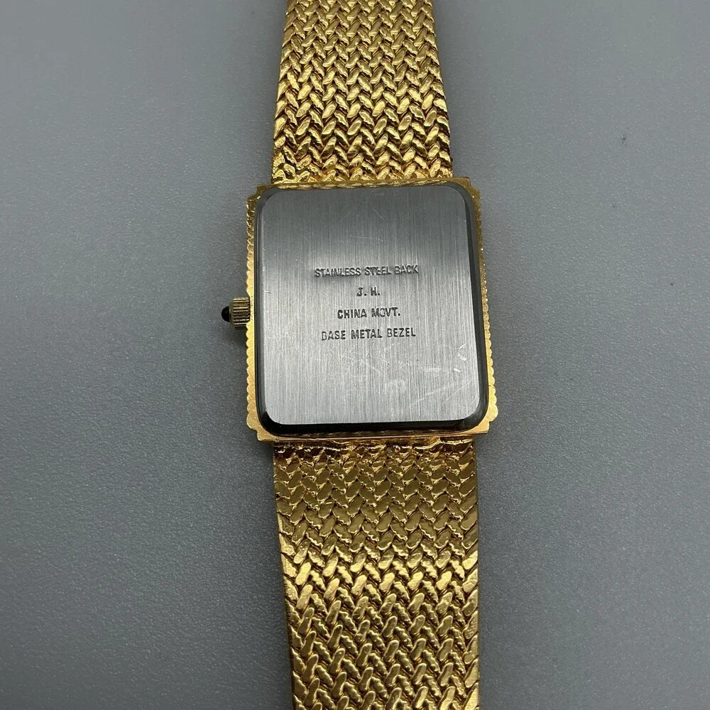 Xavier Mens Watch 25mm Black Dial Gold Tone CRYSTAL CRACKED New Battery